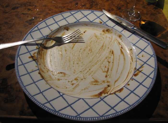 photo of my plate after I finished my steak