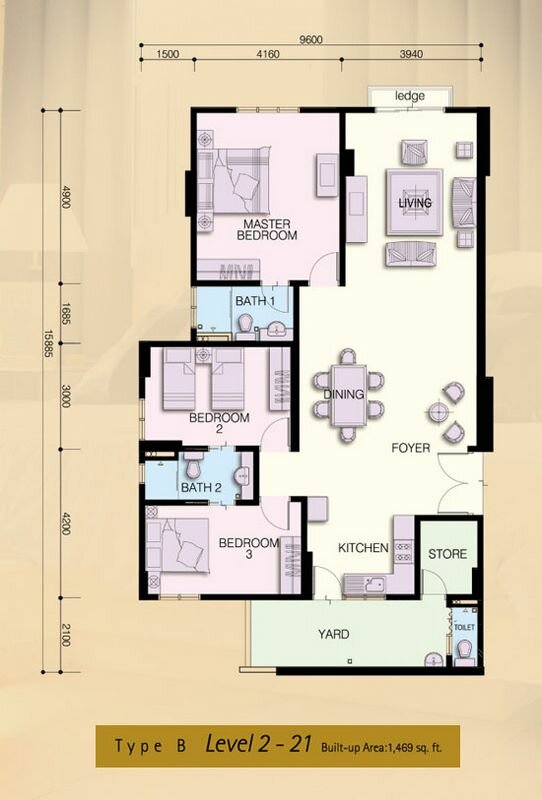 floorplan for Molek Pine condo, type b