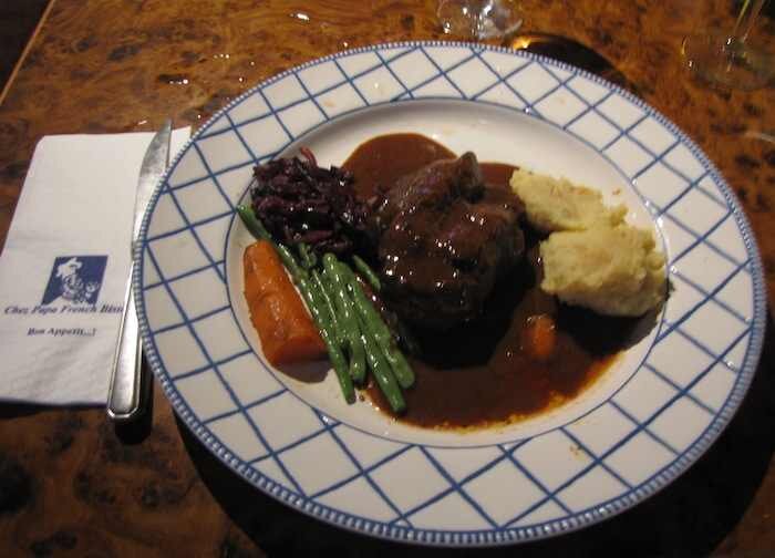 photo of my wonderful steak dinner at Chez Papa