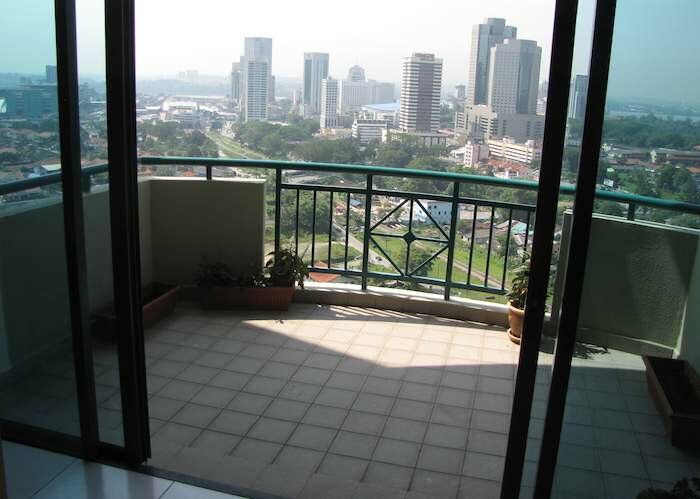 Wadihana condo balcony, with view of Johor Bahru CBD