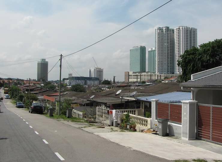 Johor Bahru street with KSL in the background